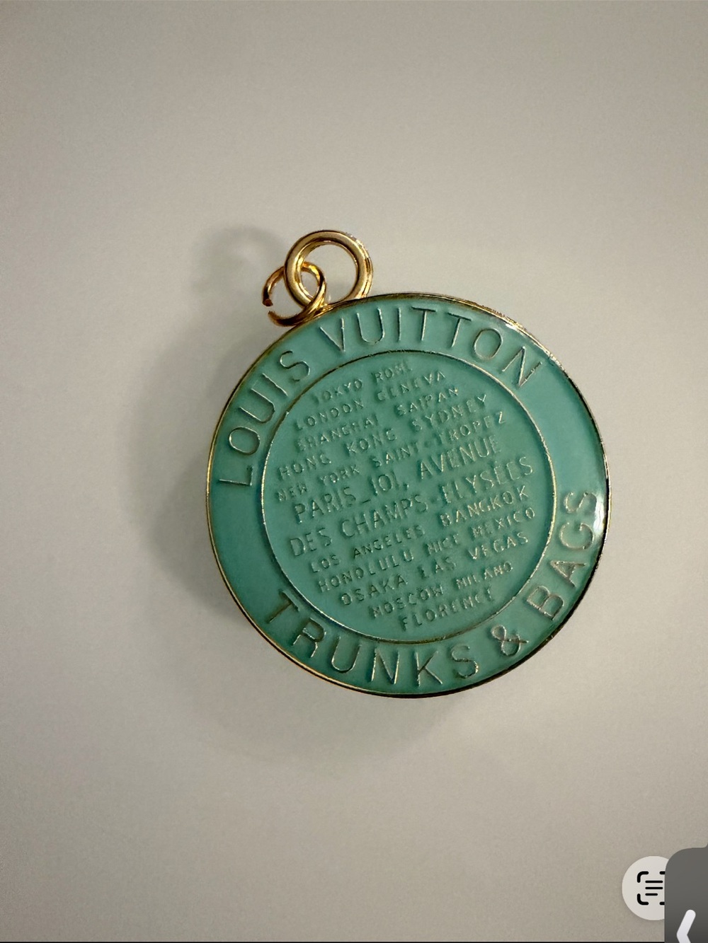 Louis Vuitton Turquoise and Gold Trunks & Bags Round Charm - Picture 3 of 3